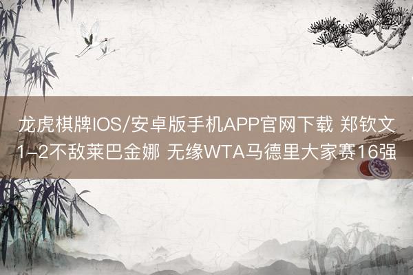 龙虎棋牌IOS/安卓版手机APP官网下载 郑钦文1-2不敌莱巴金娜 无缘WTA马德里大家赛16强